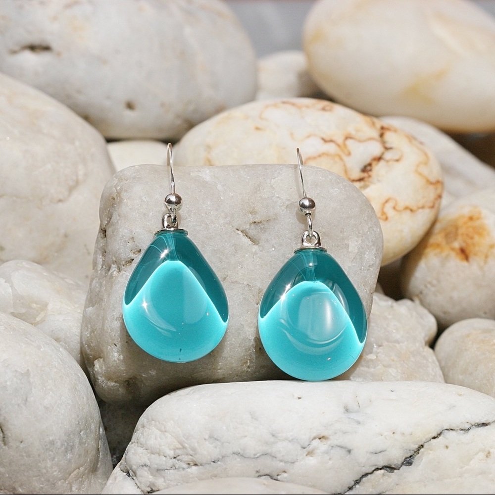 Handmade Blue Teardrop Earrings